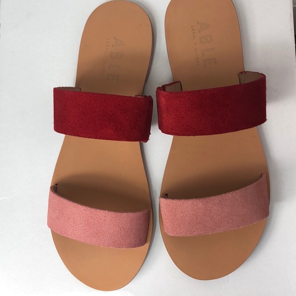 NWT Joselyn Double Strap Flat Rose Sandal by ABLE - Picture 2 of 6